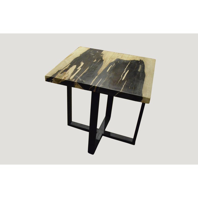 Contemporary Andrianna Shamaris Petrified Wood Slab Top Side Table For Sale - Image 3 of 5