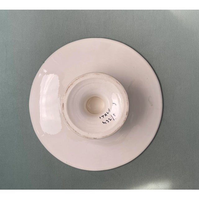 Green Vintage Hand Painted Italian Floral Cake Stand For Sale - Image 8 of 10