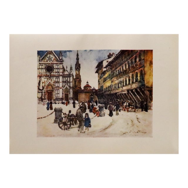 1905 Italian Original Print - Piazza Santa Croce - From Book Florence & Some Tuscan Cities (1905) For Sale