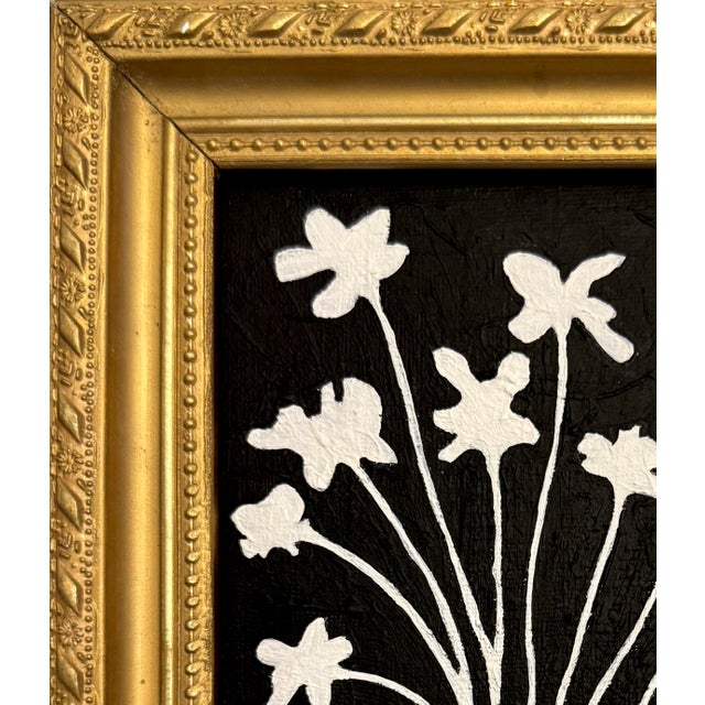 Contemporary Original Contemporary Black and White Framed Floral Painting For Sale - Image 3 of 3