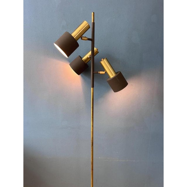 Vintage Space Age Floor Lamp in Brass and Metal from Dijkstra For Sale - Image 5 of 13