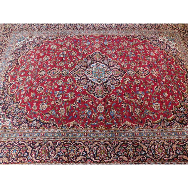 Textile Vintage Persian Kashan Rug. 9'8"x 13'8" For Sale - Image 7 of 18