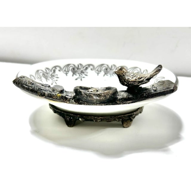 1960s Vintage Bird Nest Soap Dish – Silver Gilt Vanity Tray – Jewelry Dish Ring Holder For Sale - Image 5 of 10