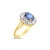 Contemporary Sapphire Diamond Engagement Ring 1.80cttw 14K Yellow Gold, Size 8 For Sale - Image 3 of 4