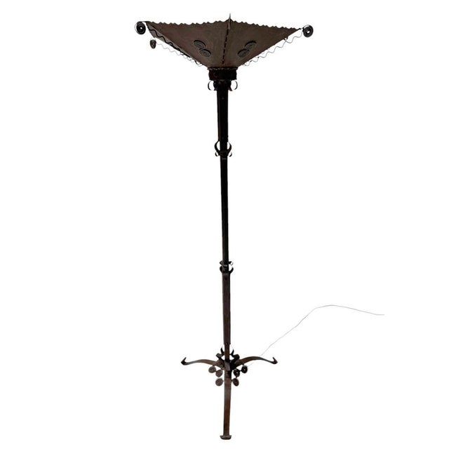Art Deco Patinated Wrought Iron Floor Lamp, 1930s For Sale - Image 16 of 16