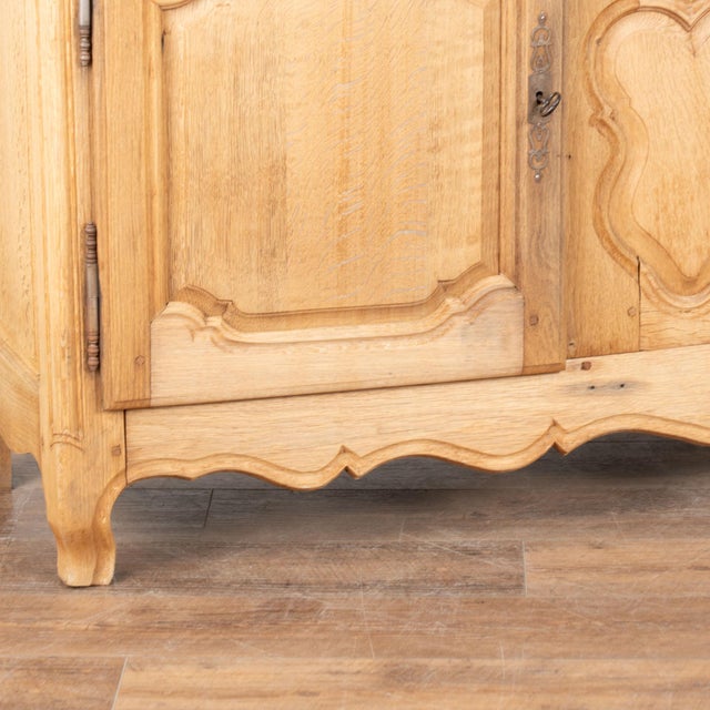 20th Century Long Bleached Oak Sideboard Buffet From Belgium For Sale - Image 13 of 16