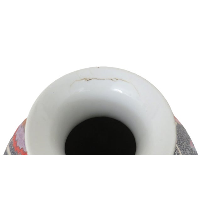 Pair of Ceramic Pottery Vases Post Modern 15" Abstract Art For Sale - Image 4 of 4