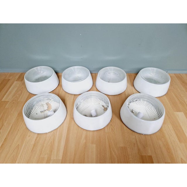 Industrial Ceiling Light in White and Transparent Opaline Glass For Sale - Image 18 of 18