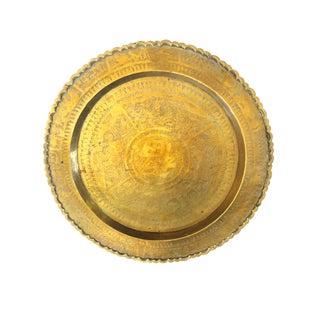 Vintage Brass Round Wall Hanging Tibetan Tray For Sale