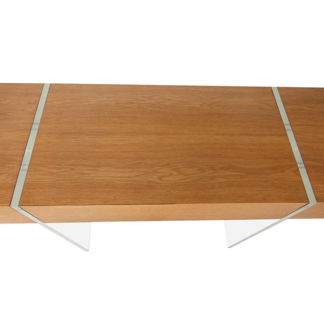 Vintage Postmodern Teak Console Table With Lucite Legs For Sale In Chicago - Image 6 of 9