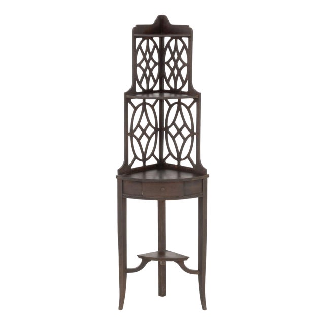 Chinese Chippendale Style Corner Etagere For Sale