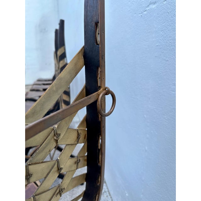 Alberto Marconetti Original Oak, Iron & Leather Straps Dining Chairs - Set of 12 For Sale - Image 9 of 12