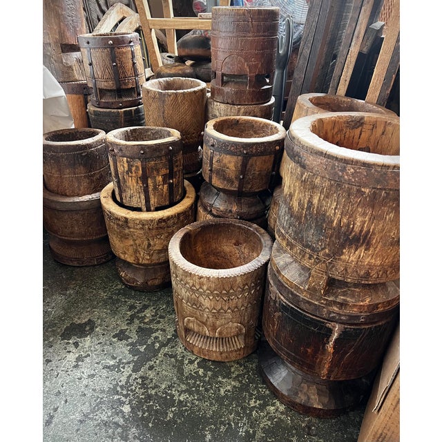 Rustic Wood Vintage Pestle Pot For Sale - Image 4 of 4