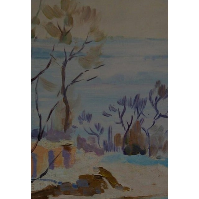 Winter Landscape Painting, Antique Impressionism, Ukrainian Art (1970) 50-35 For Sale - Image 4 of 6