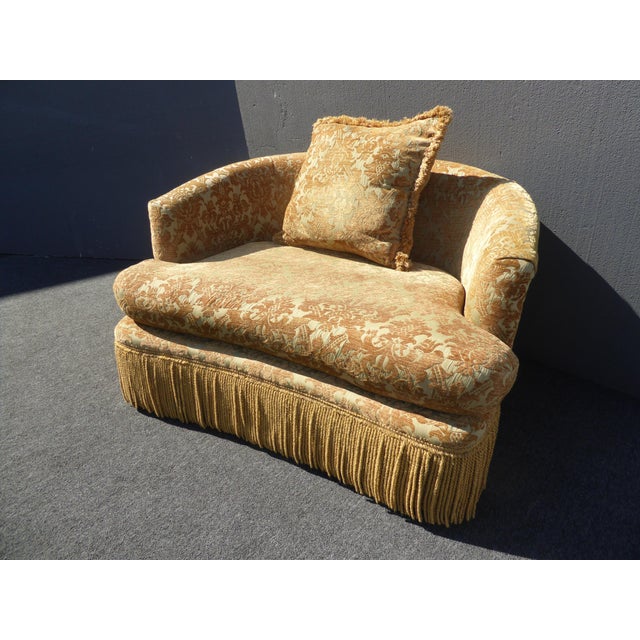 Gold Velvet Loveseat Accent Chair & Ottoman by Key City Chairish