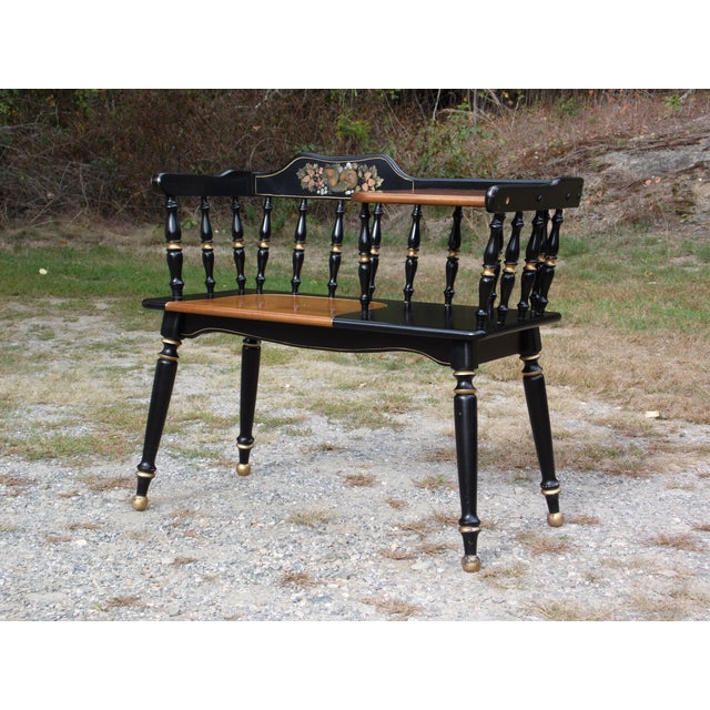 Vintage Ethan Allen Gossip Bench Hitchcock Style Telephone Table Entry