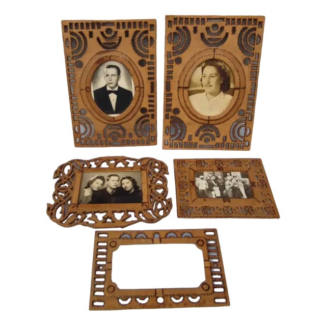 Vintage Wooden Frames, 1920s, Set of 5 For Sale
