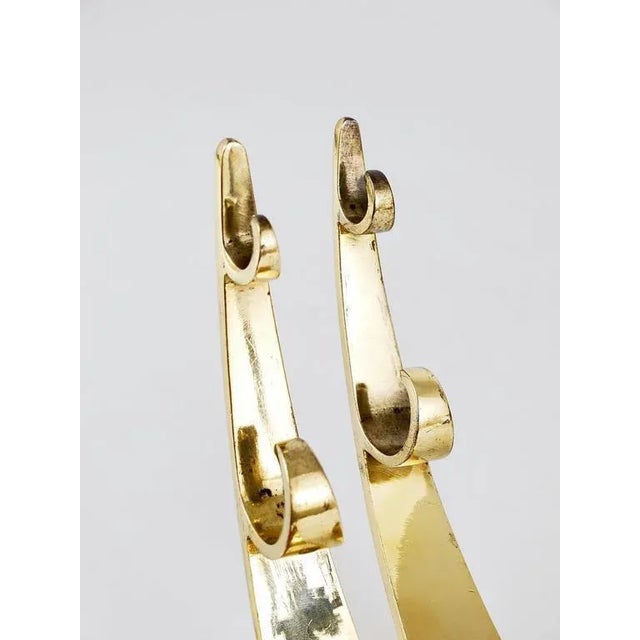Gold Large Modernist Brass Wall Coat Hooks attributed to Hertha Baller, Austria, 1950s, Set of 2 For Sale - Image 8 of 10