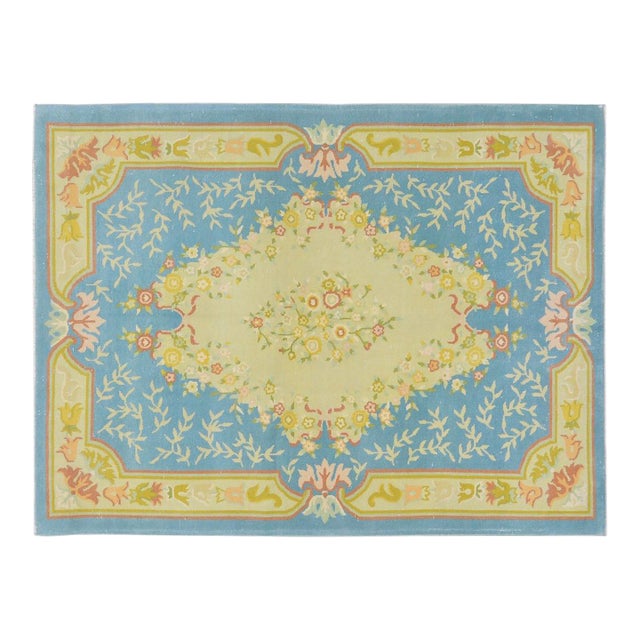 Vintage Chinese Art Deco Hand Knotted Wool Rug, 5x6'7 For Sale