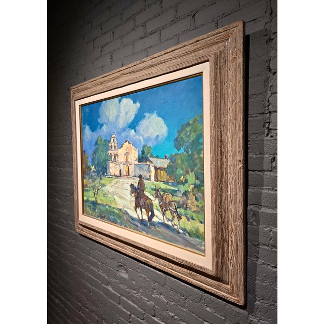 Marjorie Reed –Franciscan Rider Approaching Mission San Diego De Alcalá at Dusk-Oil Painting For Sale - Image 10 of 13