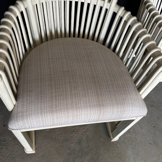 White Bent Rattan Side or Club Chairs on Casters -A Pair For Sale In Naples, FL - Image 6 of 8