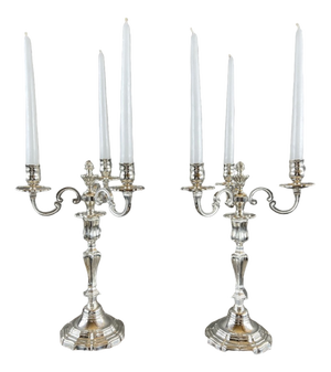 20th Century Louis XV Silver-Plated Metal Candelabra, Set of 2