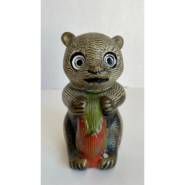 Figurative Vintage Indian Brass & Enamel Figurative Bear Lidded Trinket Box For Sale - Image 3 of 9