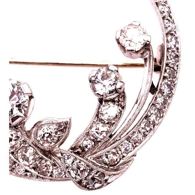Metal Antique 14 Karat Pin or Brooch in White Gold Diamond Circle For Sale - Image 7 of 12