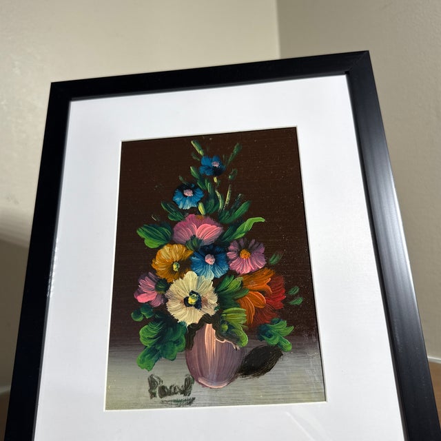 Abstract Vintage Floral Still Life Painting Framed For Sale - Image 3 of 6