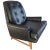 Classic 1950s Heritage Black Lounge Chair Faux Leather Mahogany For Sale - Image 15 of 15