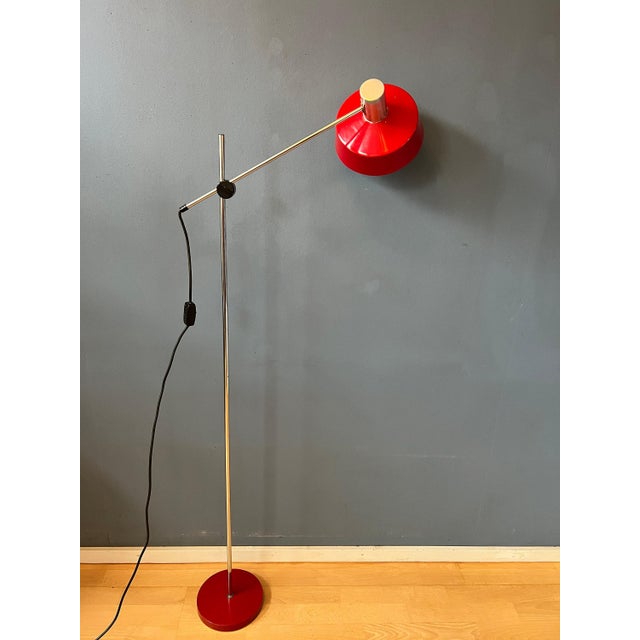 Adjustable Red Floor Lamp in style of Hoogervorst, 1970s For Sale - Image 11 of 11