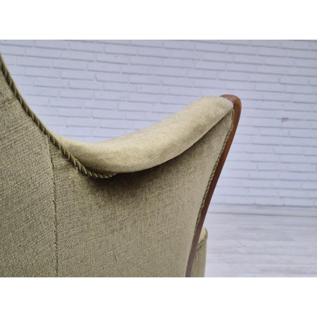 Scandinavian Armchair in Velour with Beech Wood Legs, 1960s For Sale - Image 13 of 18