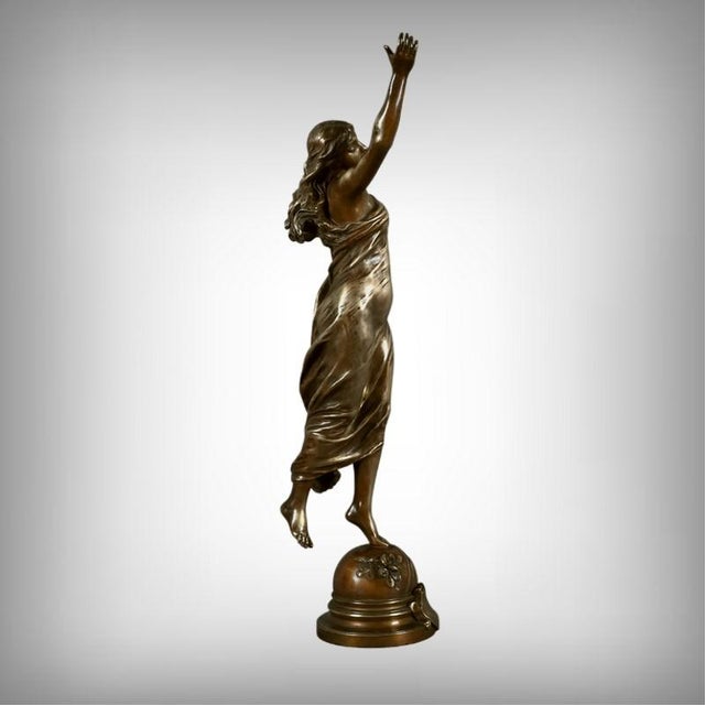 This large bronze sculpture, entitled "the morning star," signed a. Gaudez, is an allegorical work from the late 19th...