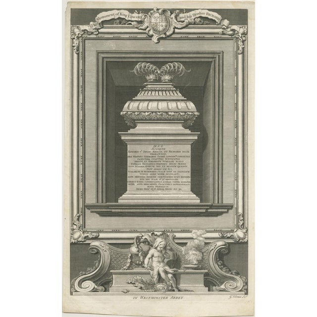 Mid 18th Century English Monarchs Tombs in Westminster, 1740, Paper For Sale - Image 5 of 10