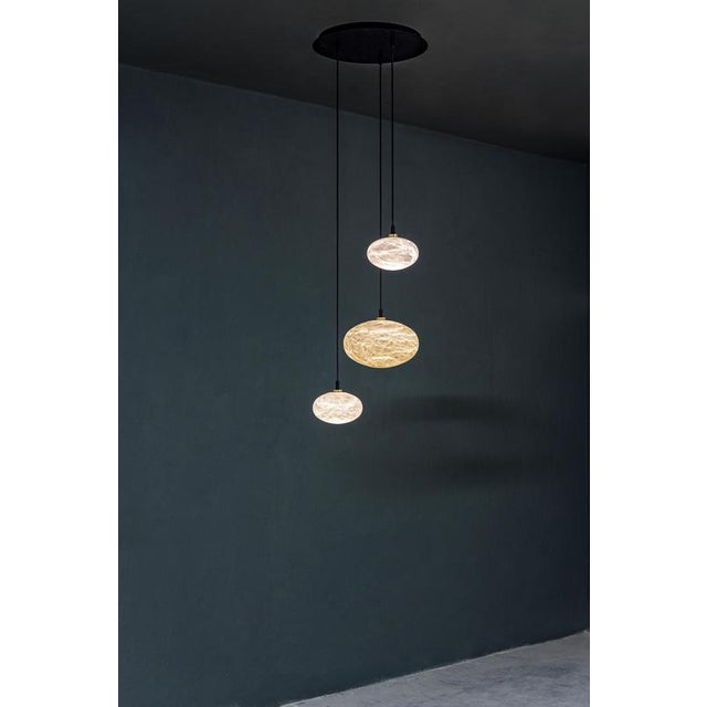 Oval Pendant Lamps by United Alabaster, Set of 12 For Sale - Image 4 of 12