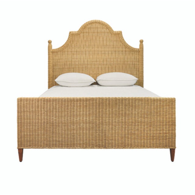 Matthew Izzo Home Chamberlain Queen Rattan Bed Frame With Arched Headboards, Side Rails, and Footboard For Sale - Image 9 of 9