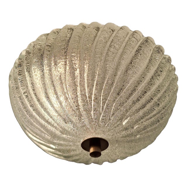 Vintage Flat Ceiling Lamp with Curved Frosted Glass Shade on Brass Bracket, 1980s For Sale