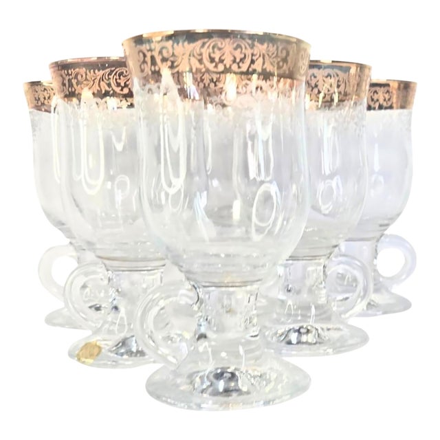 Vintage Gold Embossed Irish Coffee Mugs- Set of Eight For Sale