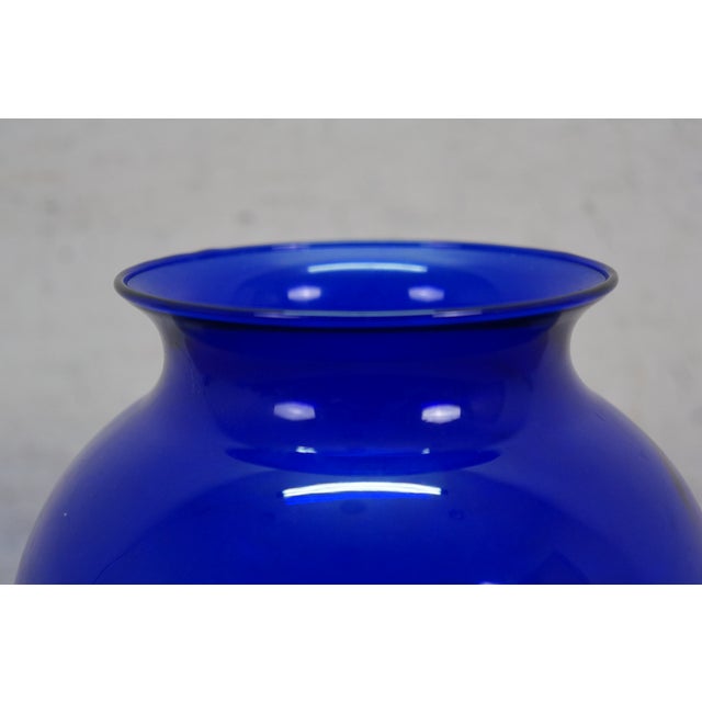 1995 Miami Valley Hunt & Polo Club Cobalt Blue Winner Trophy Vase 7" For Sale - Image 6 of 11