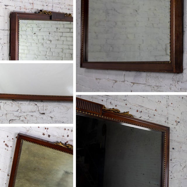 Late 20th Century 20th Century Traditional or Regency Style Rectangular Wall Mirror Walnut Tone & Gilded Details For Sale - Image 5 of 17