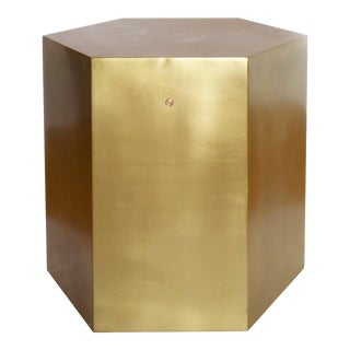 Contemporary Aged Brass Hexagonal Side Table by Noir For Sale