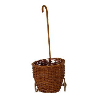 1940s Antique French Wicker Shopping Cart For Sale