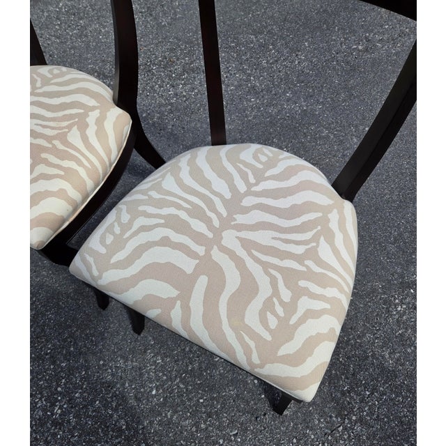 1990s Pair of Ethan Allen Hathaway Klismos Dining Side Chairs Zebra Print French Regency 1990s For Sale - Image 5 of 13