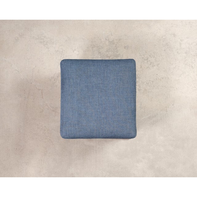 Ralph Lauren Ralph Lauren 'Florence' Storage Ottoman in Damask Blue Linen For Sale - Image 4 of 18