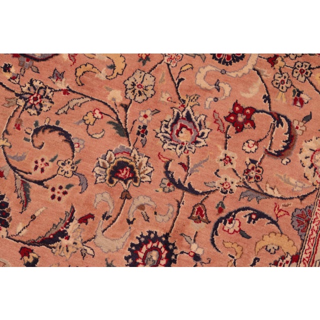 Shabby Chic Floral 1990's Pak-Persian Pink/Blue Wool Rug - 6'2'' X 9'4'' For Sale - Image 4 of 9