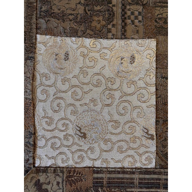 Antique Framed Japanese Silk Kesa Monk's Robe Edo Period For Sale - Image 4 of 12