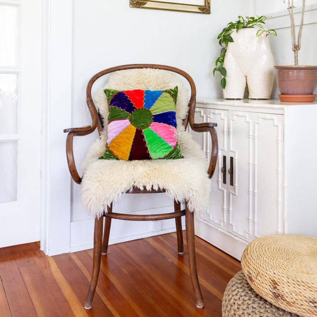 Velvet Crazy Quilt Multi Colored Patchwork Accent Pillows | Pair of Two For Sale - Image 4 of 12