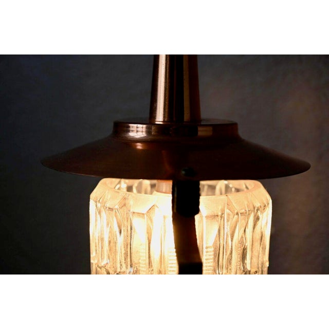 1950s Midcentury Pendant Lamp in Glass and Copper Metal, 1950 For Sale - Image 5 of 14