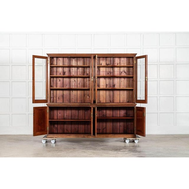 Circa 1870 large 19thc english walnut glazed bookcase together w190 x d39 x h175 cm base w189 x d39 x h71 cm base internal...