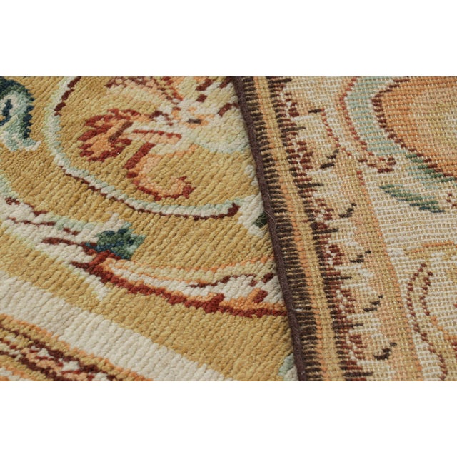 Gold Rug & Kilim’s European Style Rug in Gold With Floral Patterns and Medallion For Sale - Image 8 of 8